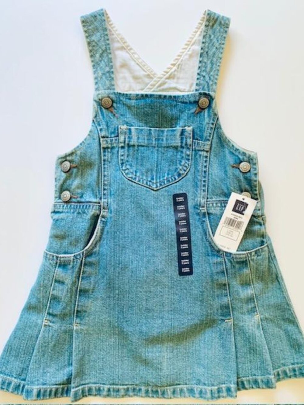 Vintage Baby GAP Denim Overalls Dress 3T NWT Pleated